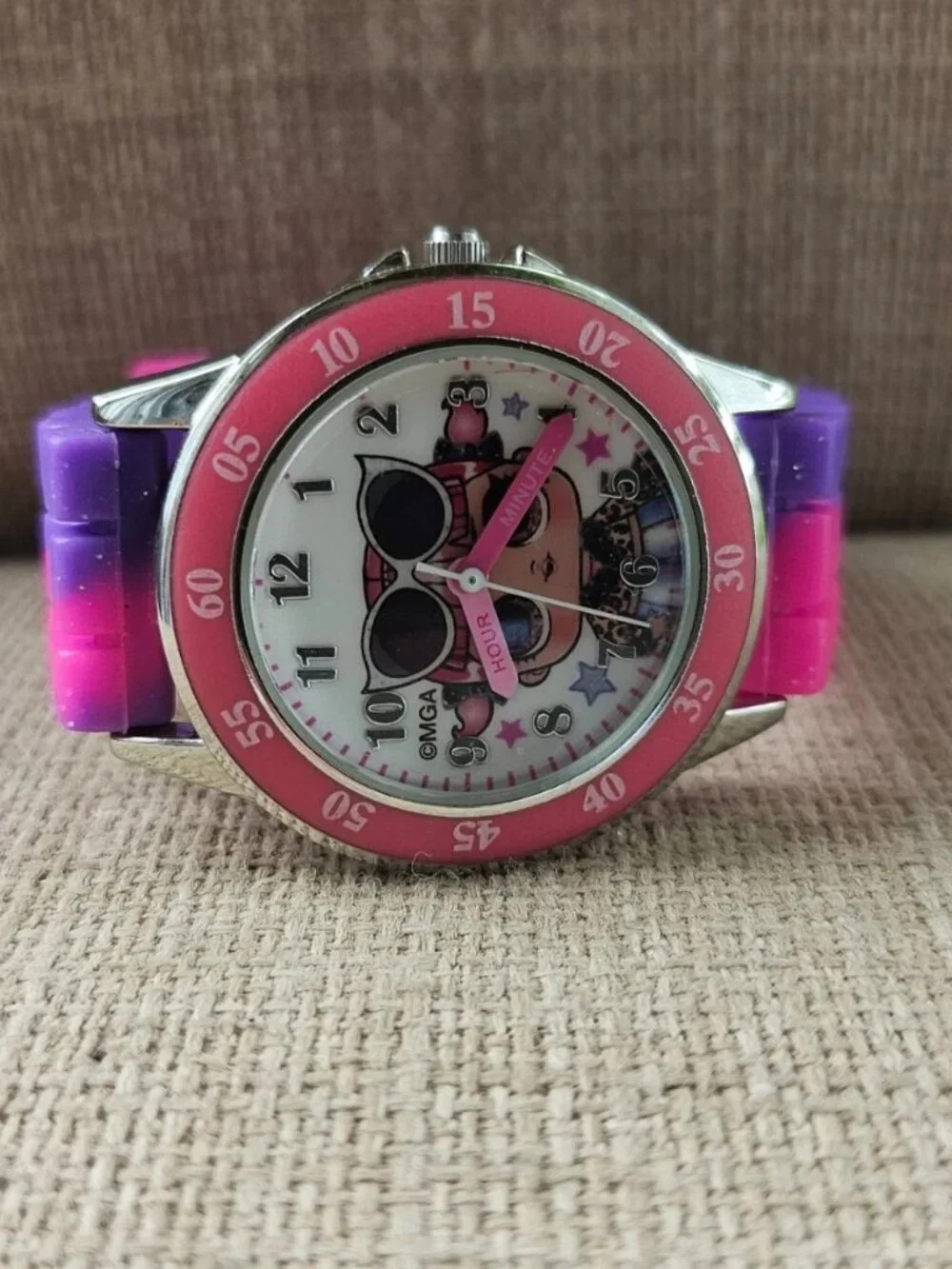 LOL Surprise Girl Wristwatch Purple/Pink Tone Rubber Strap Analog Quartz Watch